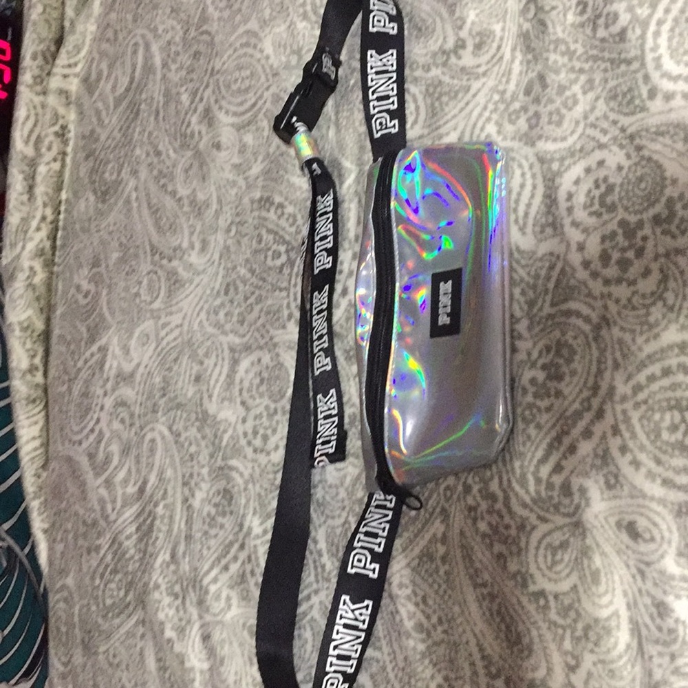 VS Pink holographic waist sachel